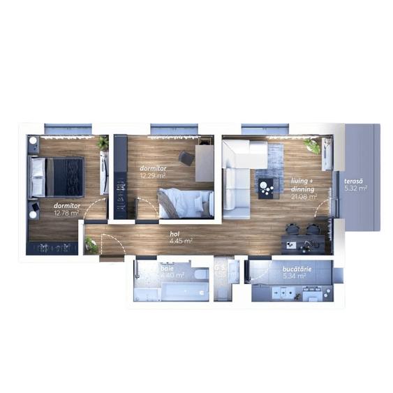 Apartament cu 3 camere în Timișoara