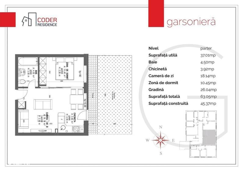 Studio cu gradina 19 m2 Coder Residence 3 - 12