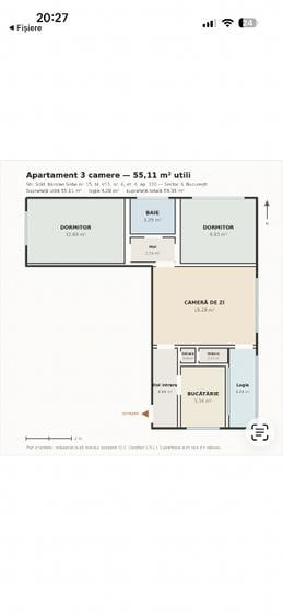 Apartament cu 3 camere semidecomandat, mobilat în Titan
