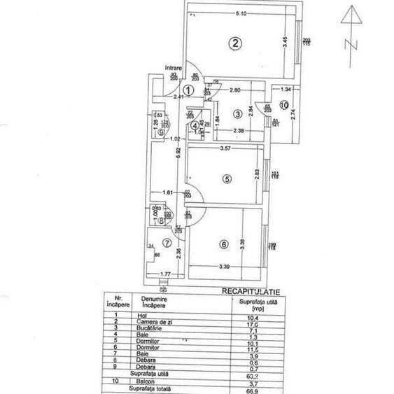 Apartament cu 3 camere în Central