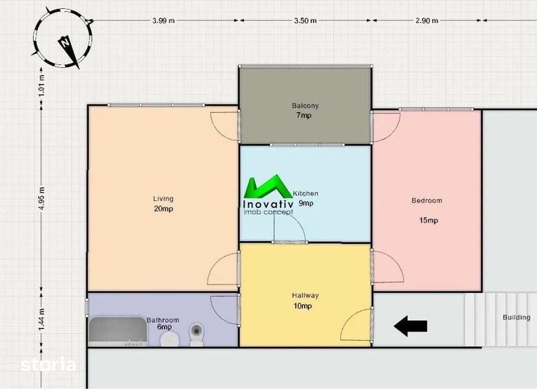 Apartament decomandat de inchiriat 2 camere Sibiu Siretului - 2