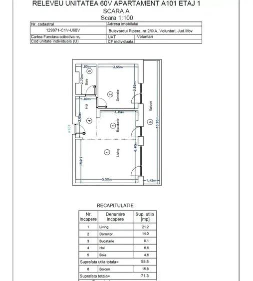 Apartament cu 2 camere semidecomandat, mobilat în Voluntari