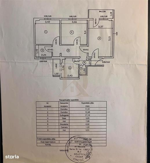 Apartament cu 3 camere decomandat în Centru Civic
