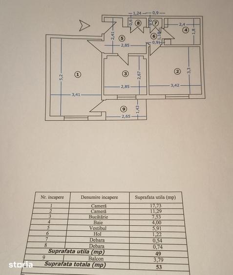 Apartament cu 2 camere decomandat în Rahova