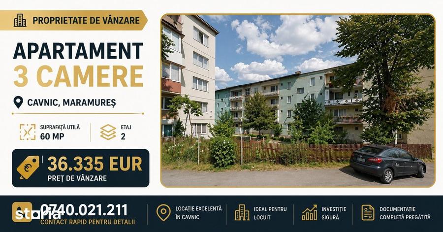 Apartament cu 3 camere semidecomandat în Nord
