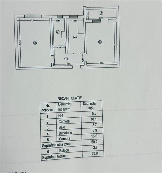 Apartament cu 2 camere decomandat în Cug