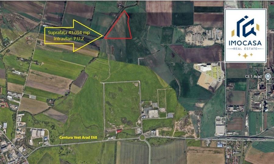 Teren Construcții intravilan de 43094 mp, în Vest