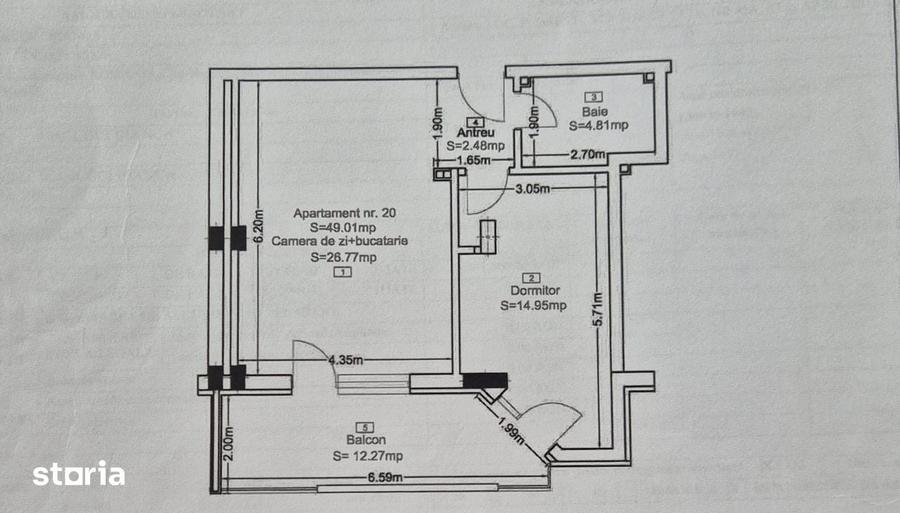 Apartament cu 2 camere semidecomandat în Florești