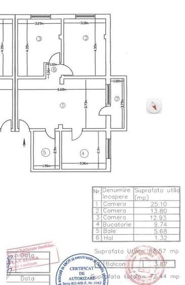 Apartament 3 camere | 68,57 mp utili | Etaj 1 | Bloc 2010 | 9 min Metrou - 18