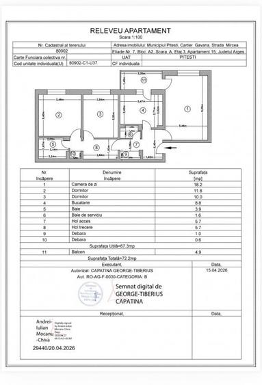 Apartament cu 3 camere decomandat în Găvana
