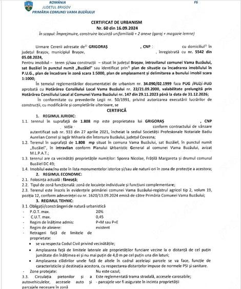 Teren de 1808 mp, în Buzăiel