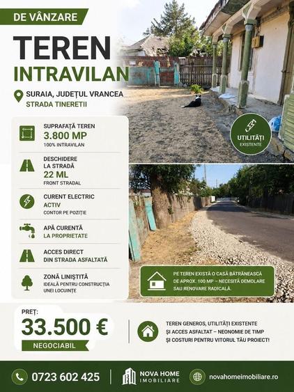 Casă individuală cu 2 camere cu Canalizare în Suraia