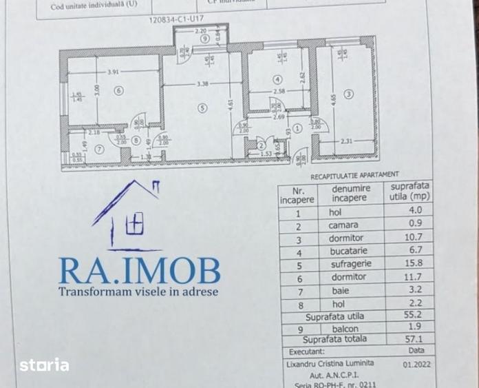 Apartament cu 3 camere semidecomandat în Republicii