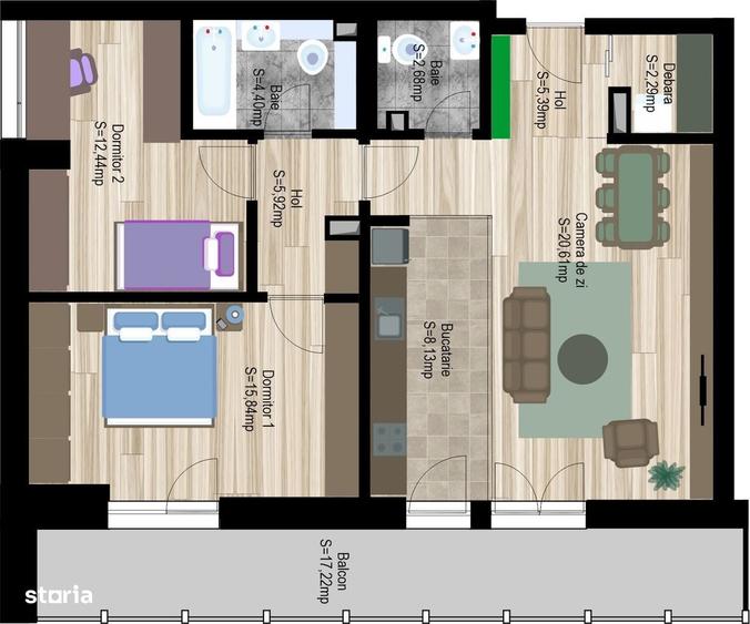 Apartament cu 3 camere în Nazărioaia