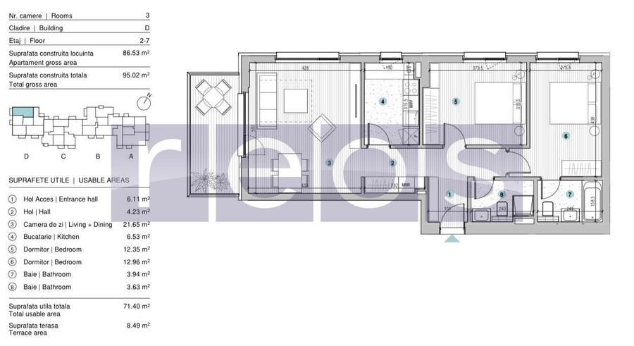 Apartament cu 3 camere în Străulești