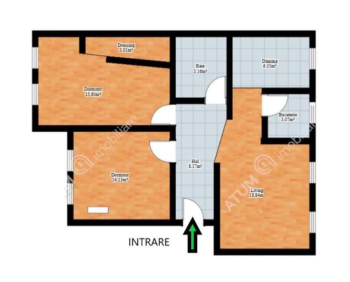 Apartament 3 camere decomandate 2 balcoane etaj 1 zona centrala Sibiu - 7