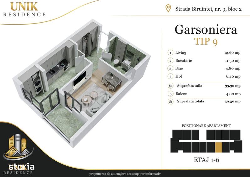 Garsoniera in bloc nou | Zona Biruintei | Aproape de Pasarela Berceni - 7