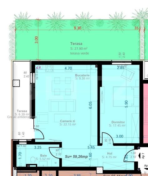 Apartament 2 Camere Open-Space | Terasă 28 mp | Zona Aradului - 1