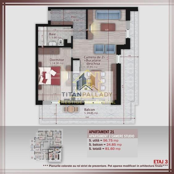 2 Camere / 82mp / Titan-Pallady / Balcon 25mp / Boutique Residence - 1