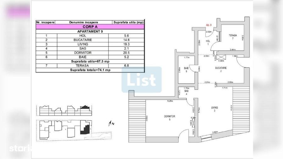 Apartament cu 2 camere în Sud