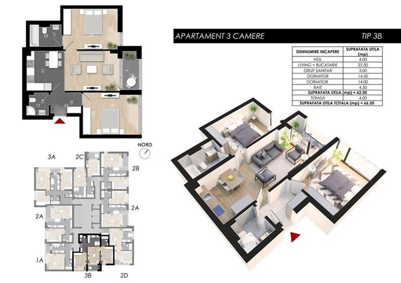 Apartament cu 3 camere decomandat în Rahova