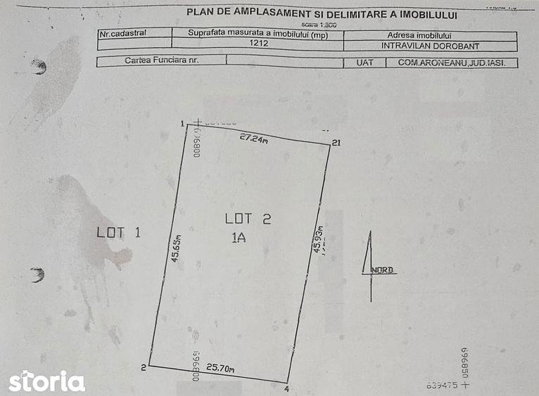 Teren de 1212 mp, în Aroneanu