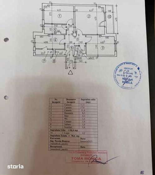 Apartament cu 3 camere, mobilat în Crângași