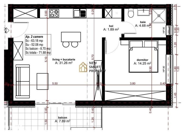 Apartament cu 2 camere în Central