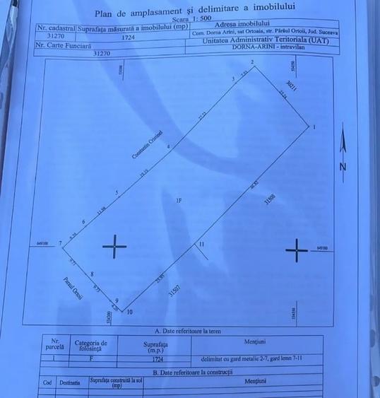 Teren Construcții intravilan de 1724 mp, în Ortoaia