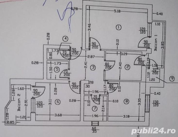 Apartament cu 3 camere decomandat în Drăgășani