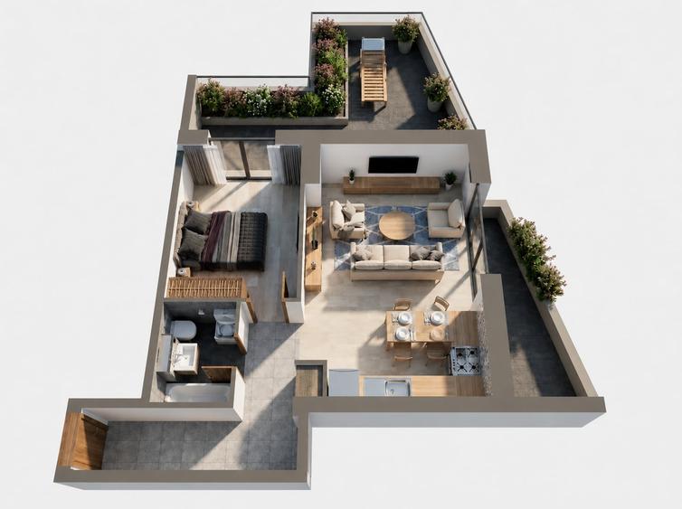 APARTAMENT CU TERASA GENEROASA SI VEDERE CATRE LAC! - 1