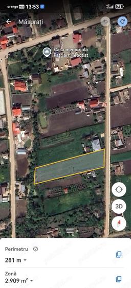 Teren de 2900 mp, în Exterior Vest