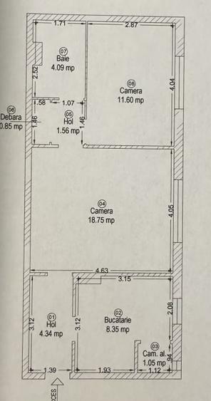 Apartament cu 2 camere - 55 mp - Centrala proprie - Zona Dambovita - 3