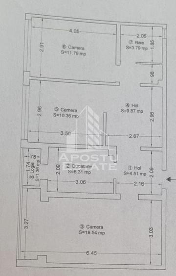 Apartament cu 3 camere decomandat în Cetății