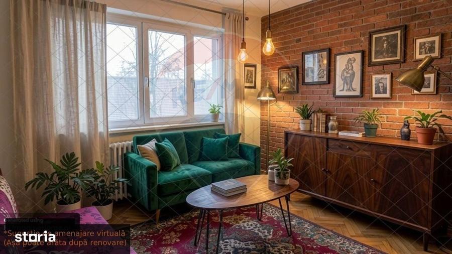 Apartament cu 3 camere semidecomandat în Central