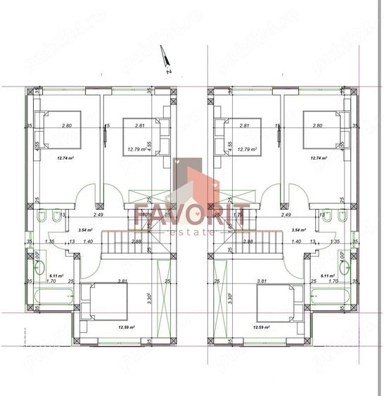 Duplex cu 4 camere cu Canalizare în Săcălaz