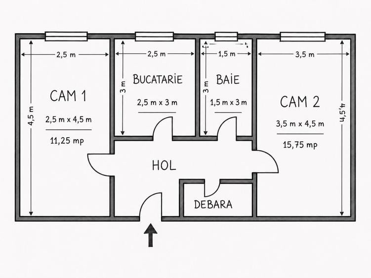 Apartament cu 2 camere decomandat în Ultracentral