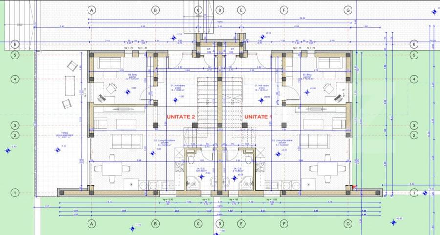Nou ! Teren 1012 mp, front 16 m AC-casa familiala cu 2 unit - 2