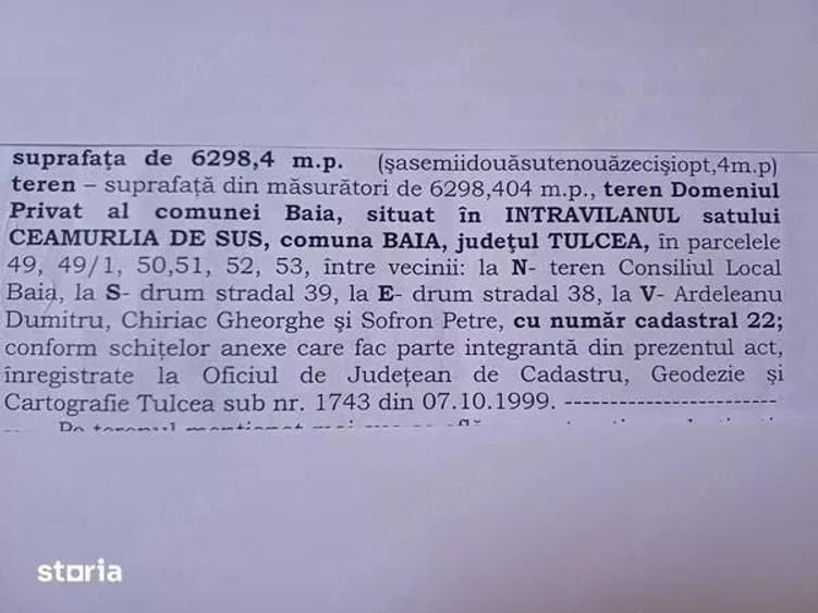 Teren de 6966 mp, în Ceamurlia de Sus