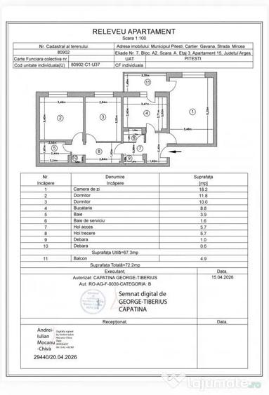 Apartament cu 3 camere decomandat în Găvana
