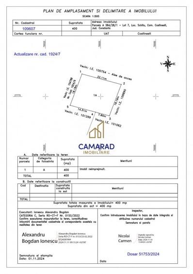 Teren Construcții intravilan de 800 mp, în Costinești