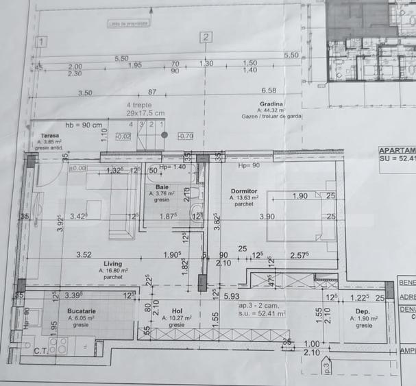 Apartament cu 2 camere semidecomandat, mobilat în Florești