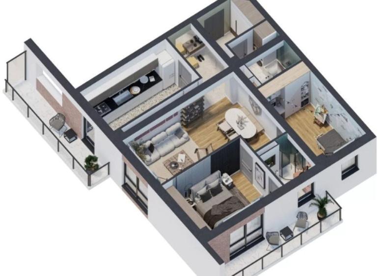 Apartament 3 camere 2 bai,Platou Galata,81mp,intabulat Cod:154716 - 4