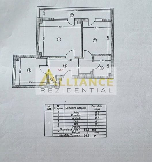 Apartament cu 2 camere decomandat în Berceni