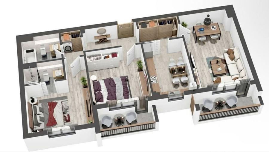 Apartament cu 3 camere decomandat în Tractorul