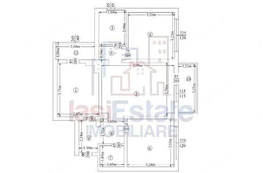 Apartament cu 3 camere semidecomandat în Palat
