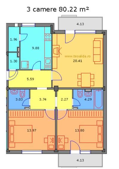 Apartament cu 3 camere decomandat, mobilat în Astra