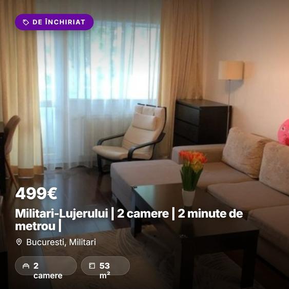 Apartament cu 2 camere decomandat, mobilat în Militari
