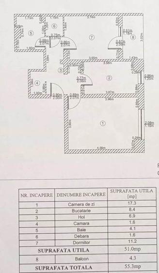 Apartament cu 2 camere decomandat în Dacia