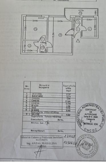 Apartament cu 2 camere semidecomandat în 1 Mai